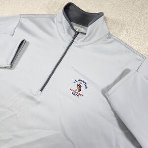 Pinehurst Pullover Men XL Golf 1/4 Zip Antigua Gray Stretch Quick Dry US Amateur